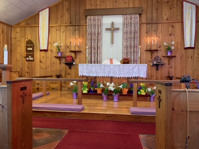 Photo of the altar with Easter Flowers
